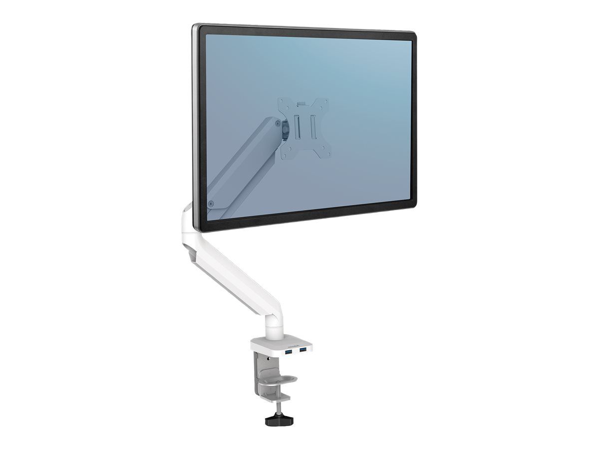 Fellowes Platinum Series - Befestigungskit - einstellbarer Arm - für Monitor - Aluminium - weiß - Bildschirmgröße: bis zu 68,6 cm (bis zu 27 Zoll)
