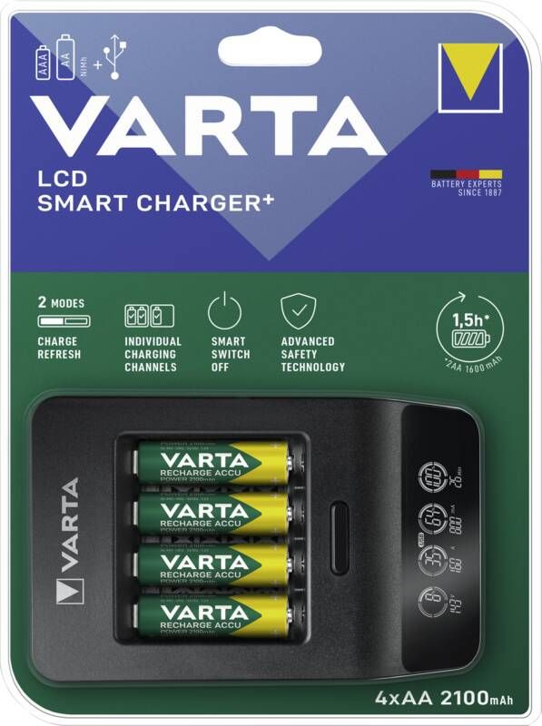 Varta Tisch-Ladegerät LCD Smart 4x AA 56706 2100mAh