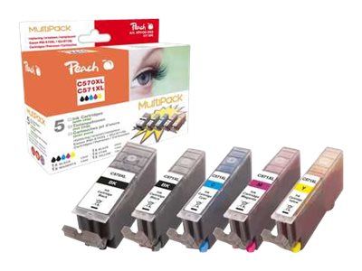 Peach Multi Pack XL - 5er-Pack - Schwarz, Gelb, Cyan, Magenta - kompatibel - Tintenpatrone (Alternative zu: Canon CLI-571BKXL, Canon CLI-571CXL, Canon CLI-571MXL, Canon CLI-571YXL, Canon PGI-570PGBKXL)