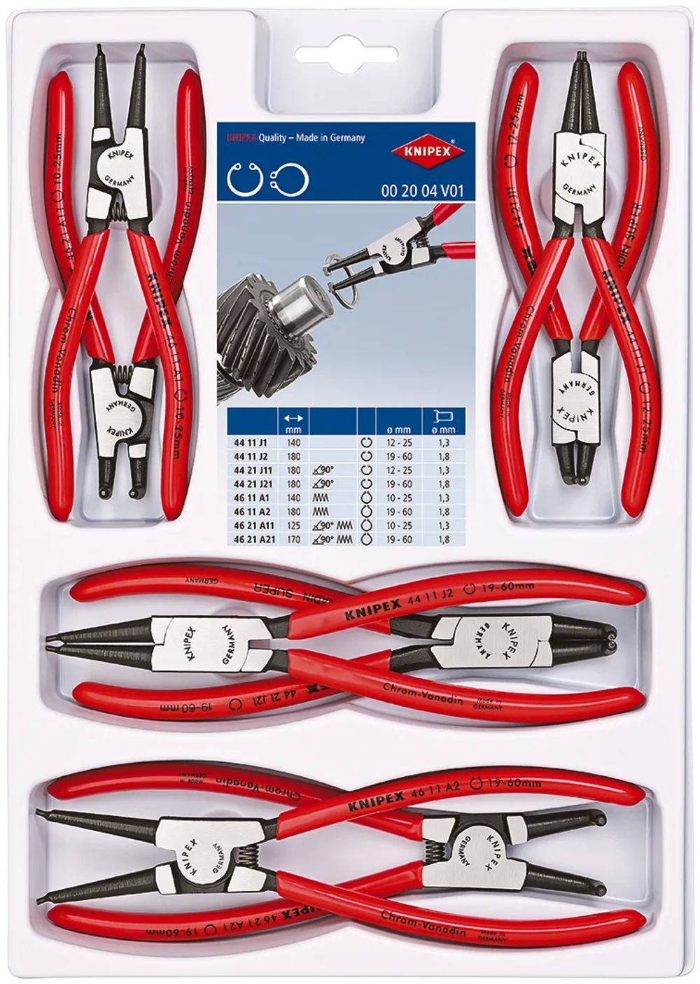 KNIPEX Sicherungsringzangen-Set 8-teilig