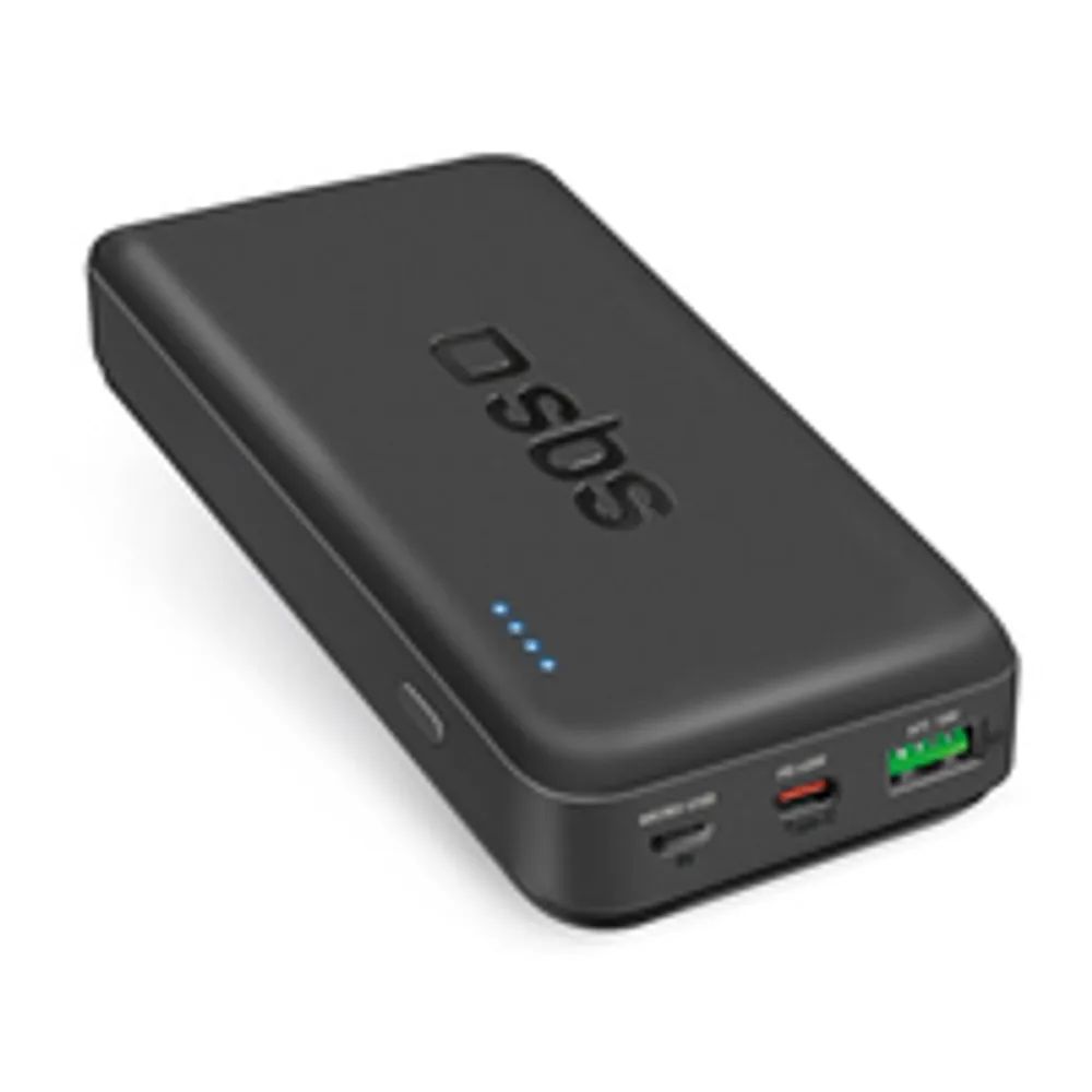 SBS Powerbank mit 20000 mAh und Power Delivery 45 W - 20000 mAh - Adaptive Fast Charging - 45 W - Schwarz