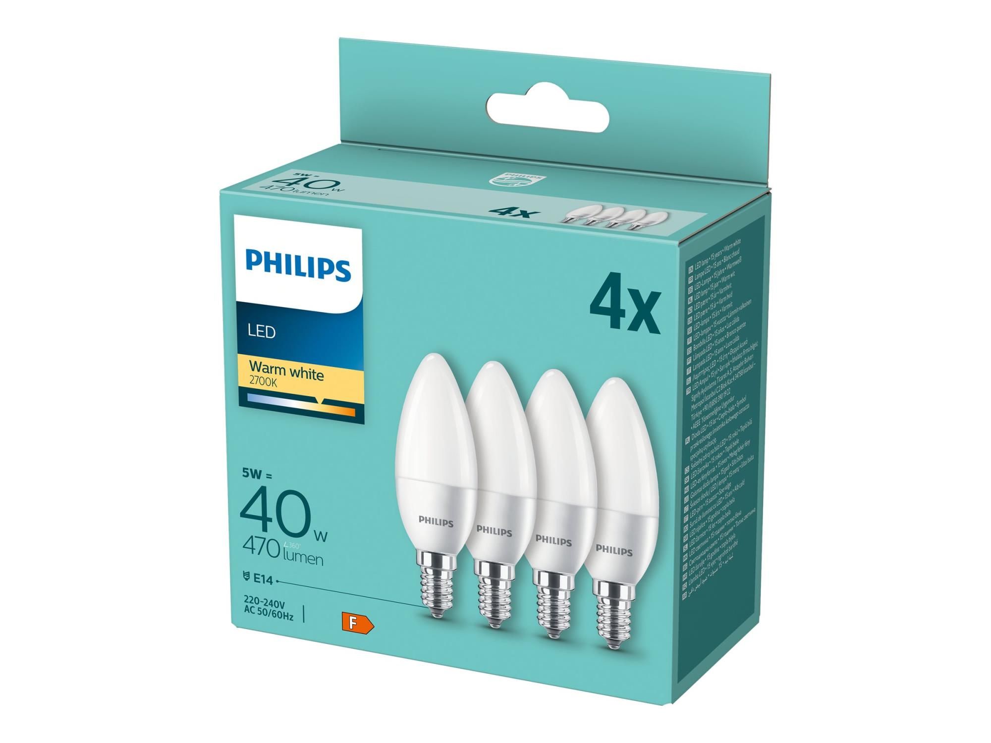 Signify Philips - LED-Lampe - Form: B35 - matt Finish - E14 - 5 W (Entsprechung 40 W)