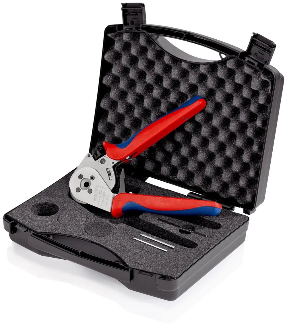 KNIPEX Vierdornpresszange für gedrehte Kontakte mit Mehrkomponenten-Hüllen verchromt 230 mm