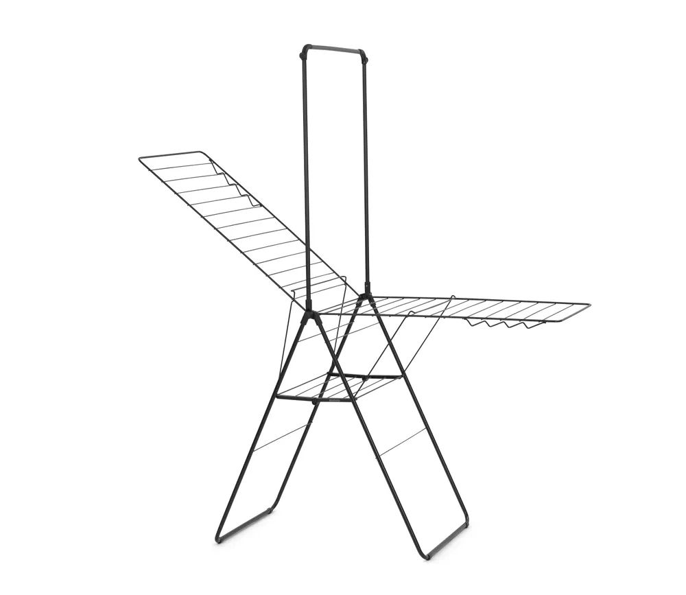 Brabantia HangOn-Wäscheständer, 25 Meter mit Stang - Matt Black