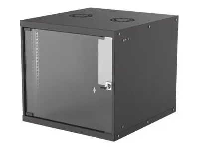 Intellinet Network Cabinet, Wall Mount (Basic), 9U, Usable Depth 500mm/Width 485mm, Black, Flatpack, Max 50kg, Glass Door, 19", Parts for wall installation (eg screws and rawl plugs)