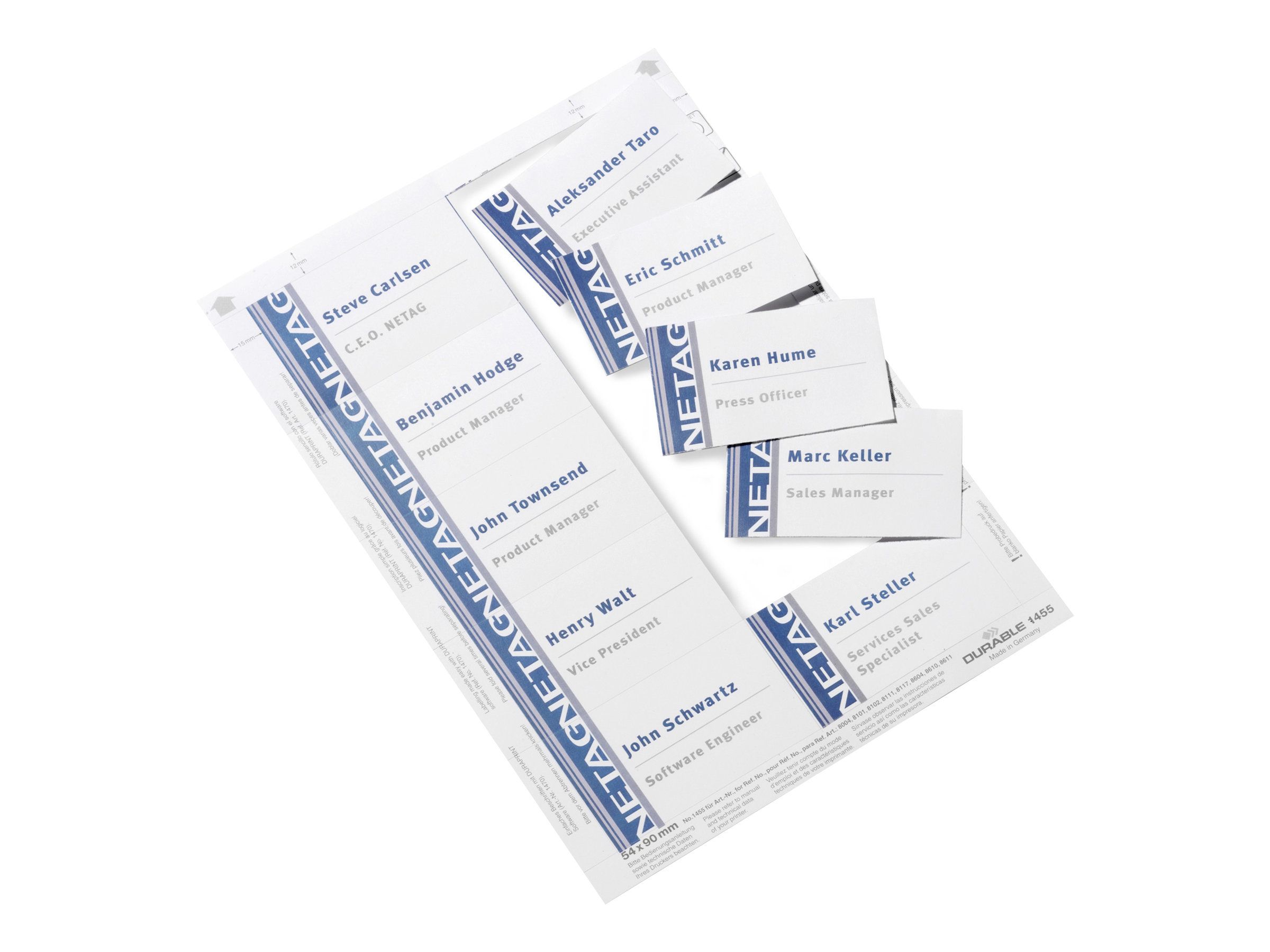 Durable BADGEMAKER - Mikro-perforiert - weiß - 54 x 90 mm 200 Karte(n) (20 Bogen x 10)