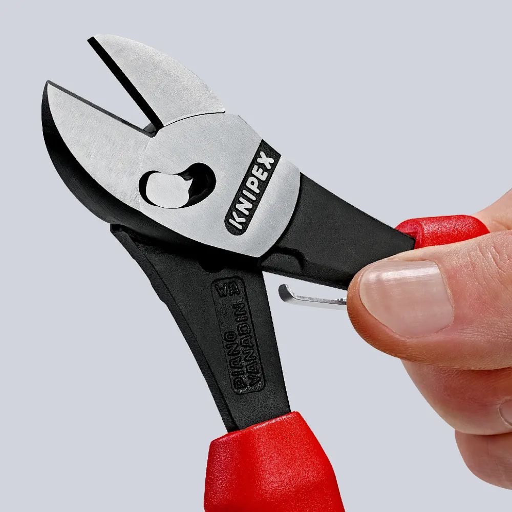 KNIPEX TwinForce® Hochleistungs-Seitenschneider mit Mehrkomponenten-Hüllen schwarz atramentiert 180 mm