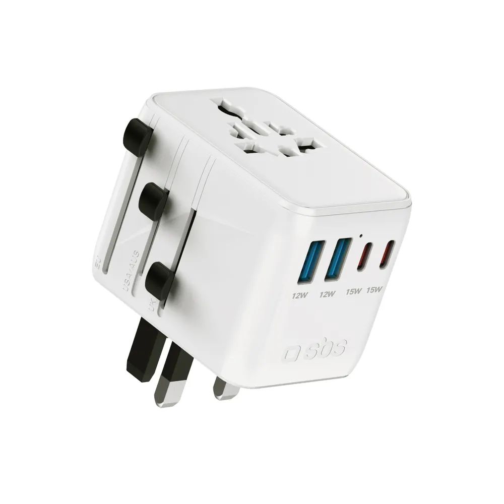 SBS GaN Universal-Reiseadapter Welt, 2x USB-A, 3x USB-C PD, 70W