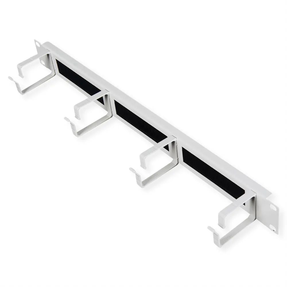 ROLINE Patch Panel - 44 x 60 mm, mit Bürstenstreifen - Hellgrau, RAL 7035 - 1U - 48.3 cm (19")