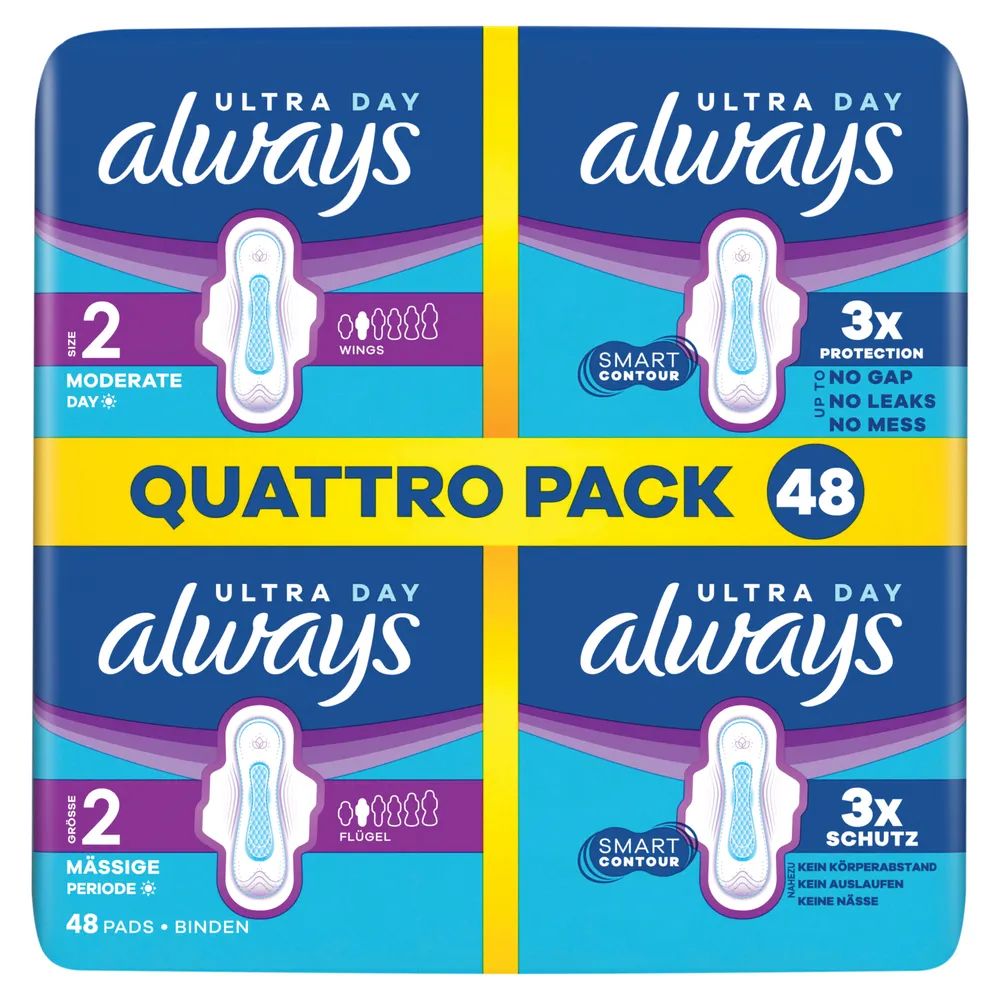 always Ultra Binde - Größe 2 - Long mit Flügeln Quattropack 48