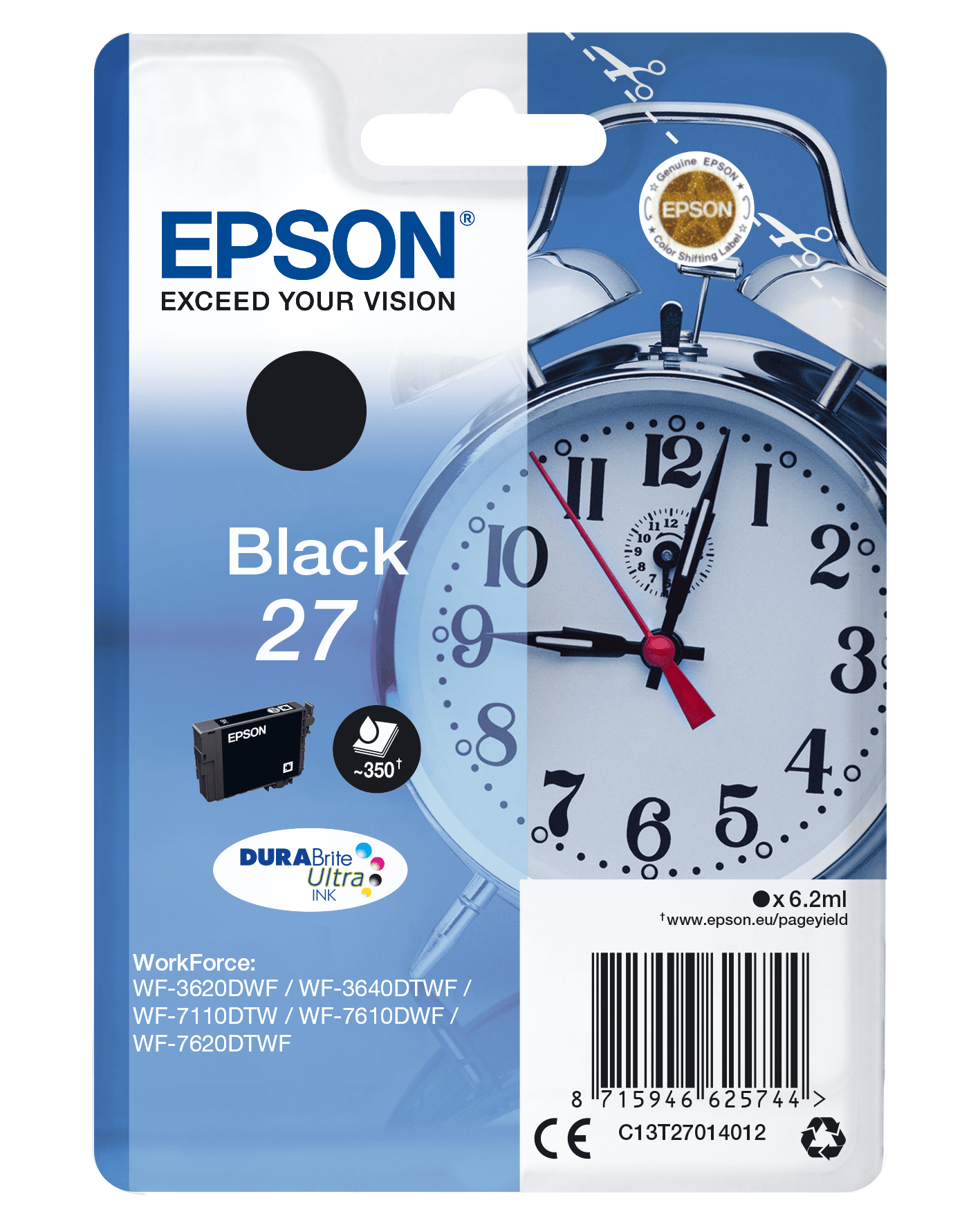 Epson 27 Tinte Wecker Single, Standard, schwarz