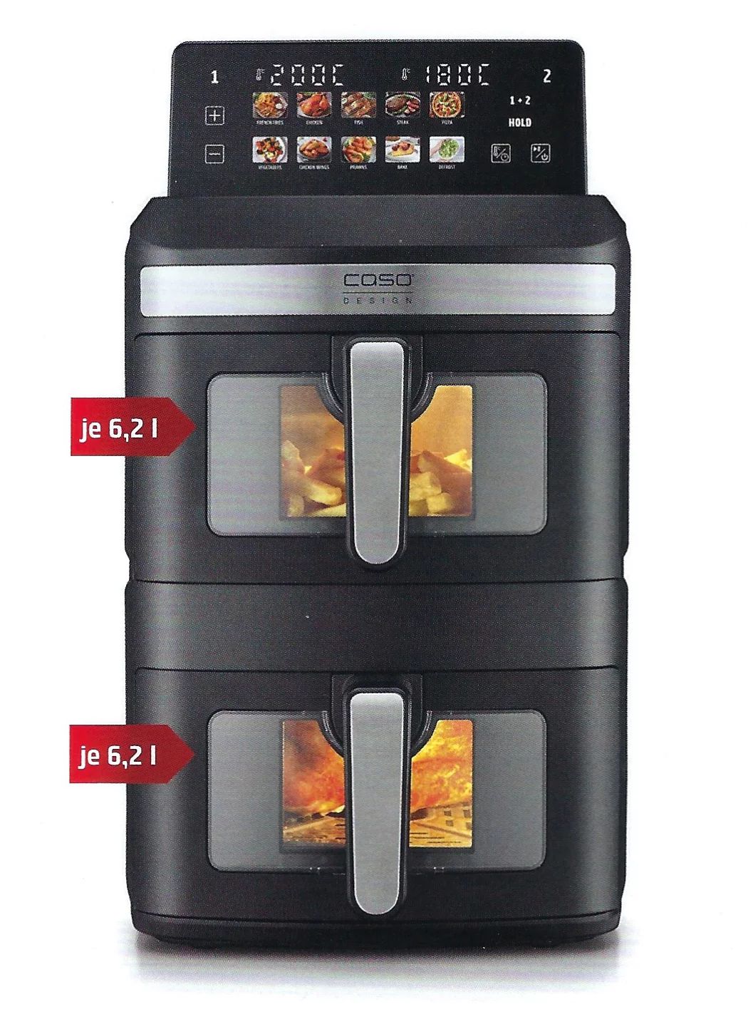 CASO AirFry DuoTower, 12,4 l Gesamtvolumen