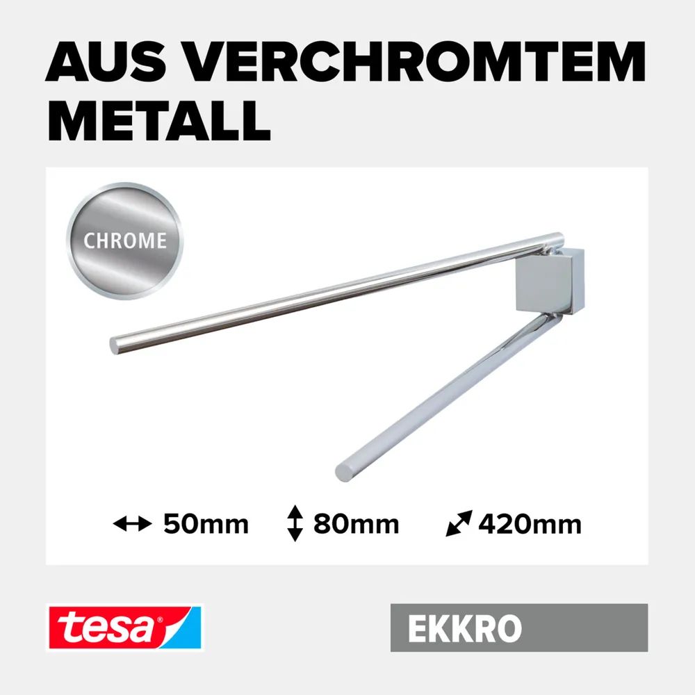 tesa® EKKRO Handtuchhalter 2-armig, verchromt