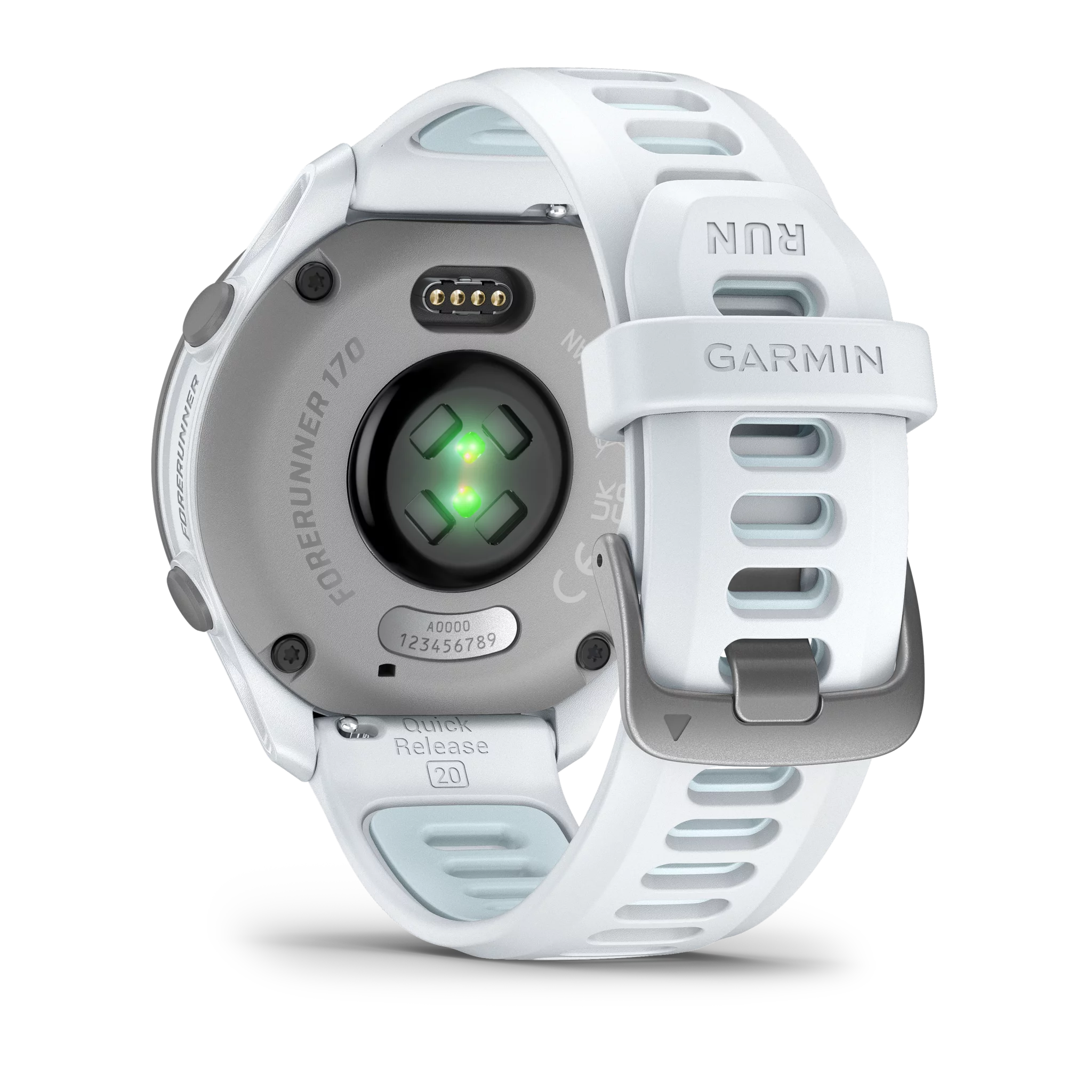 Garmin Forerunner 170 Steinweiss/Pudergrau mit Schnellwechsel-Silikon-Armband Steinweiss/Cloud Blue