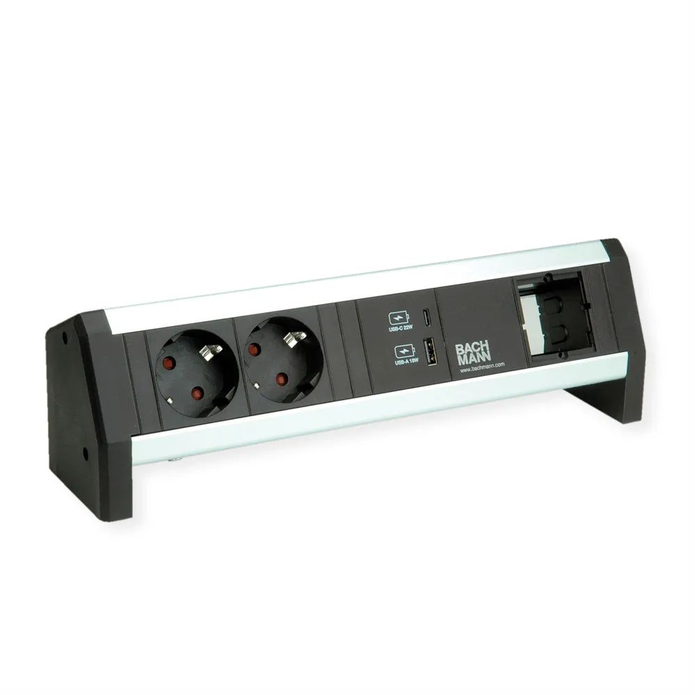 BACHMANN DESK 2xSchutzkontakt USB A&C, USB Charger 22W 1xABD GST18