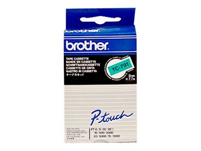 Brother TC791 - 9 mm x Schwarz auf Grün - laminiertes Band