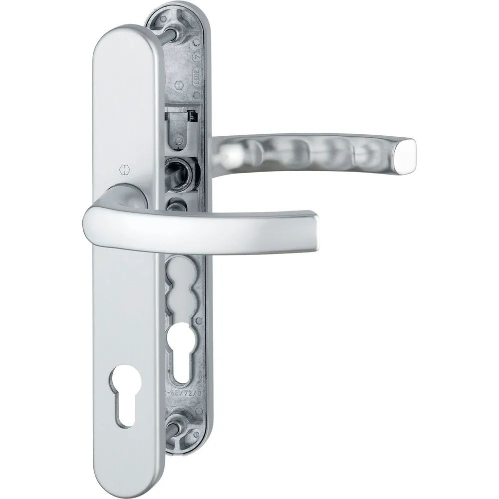 Hoppe Drückergarnitur LIÈGE - auf Schmalschild 36 mm, 67 - 72, silber eloxiert