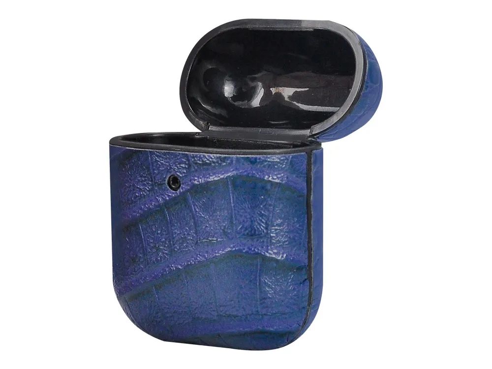 TerraTec Air Box - Tasche für Kopfhöhrer - Polycarbonat - croco blue - für Apple AirPods (1. Generation, 2. Generation)