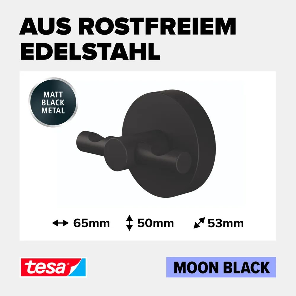 tesa® Moon Black Mantelhaken