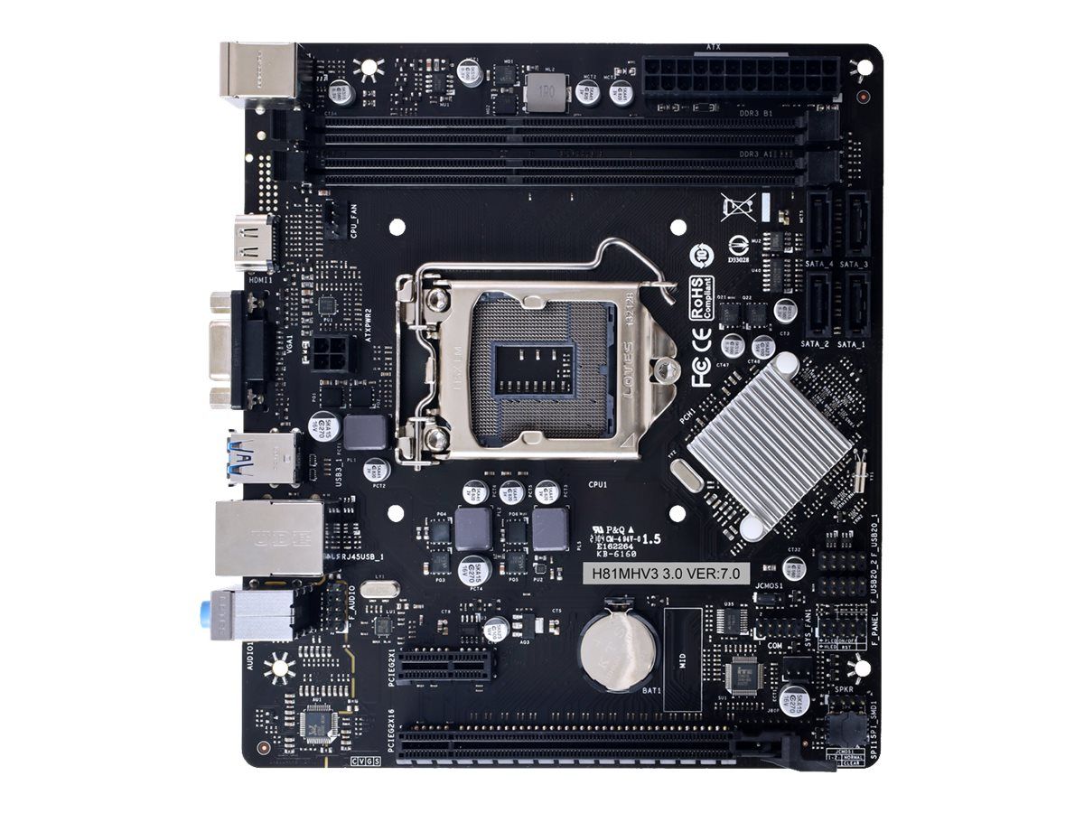 Biostar H81MHV3 3.0 - Motherboard - micro ATX - LGA1150-Sockel - H81 Chipsatz - USB 3.2 Gen 1 - Gigabit LAN - Onboard-Grafik (CPU erforderlich)