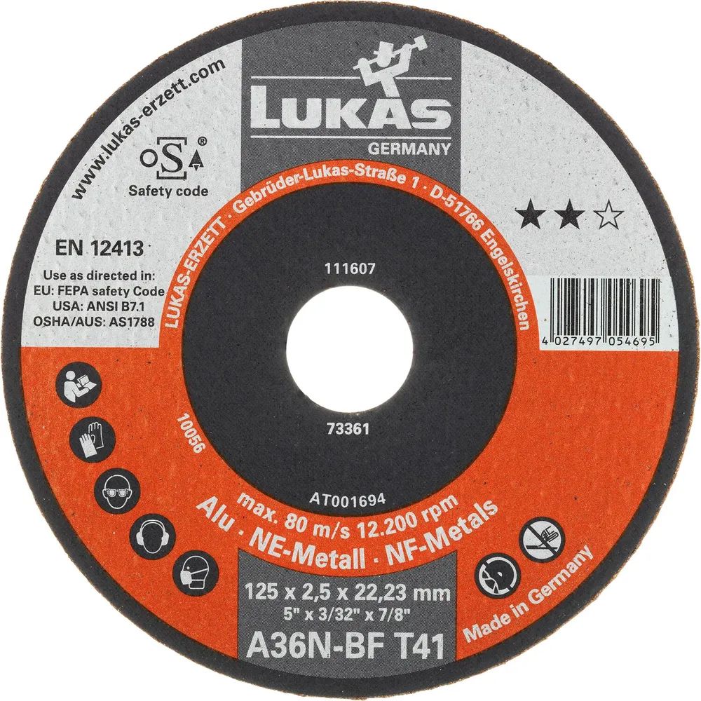 LUKAS Trennscheibe gerade T41 125 x 1,0 mm Alu Form 41