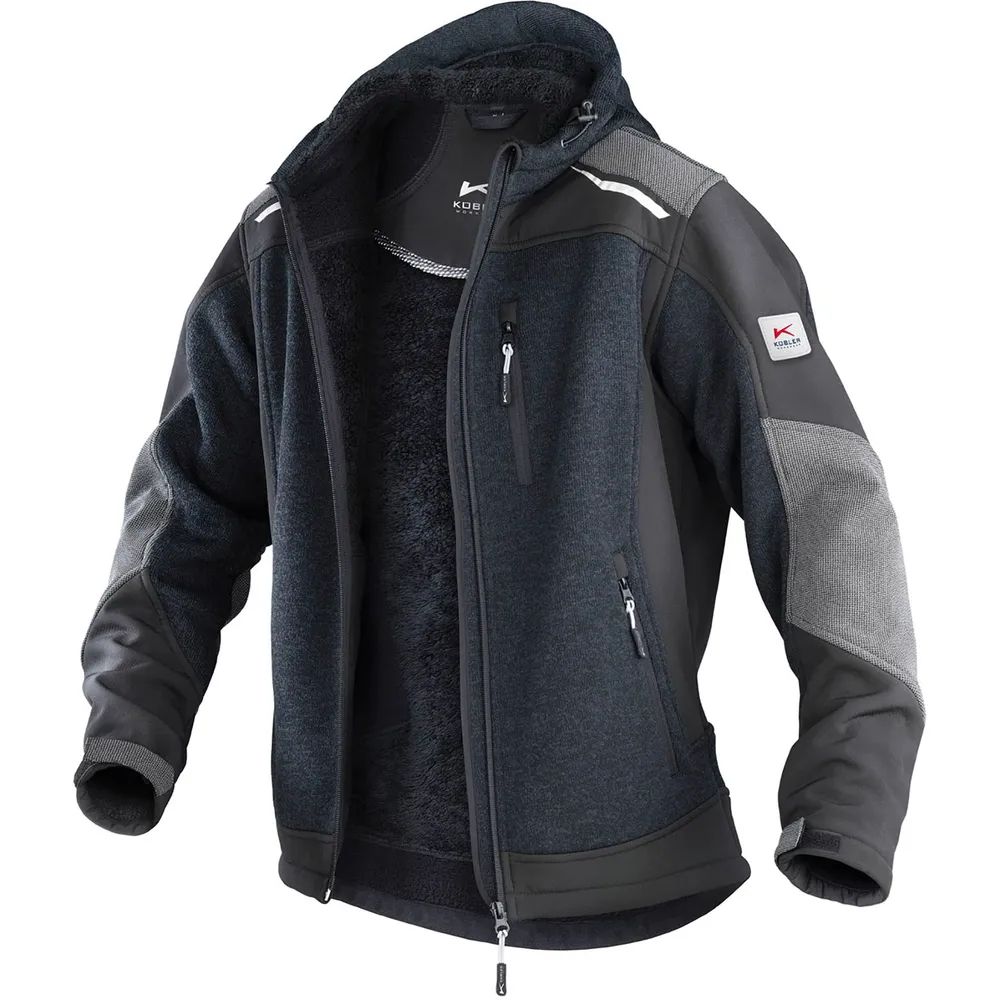 KÜBLER Strickjacke Form 1741 Innenplüsch dunkelgrau/schwarz M