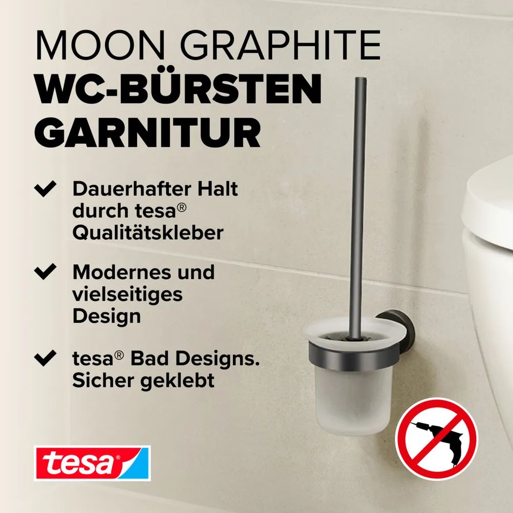 tesa® MOON WC-Bürstengarnitur - Graphite