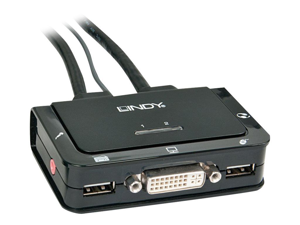 Lindy Compact 2 Port KVM Switch - KVM-/Audio-/USB-Switch