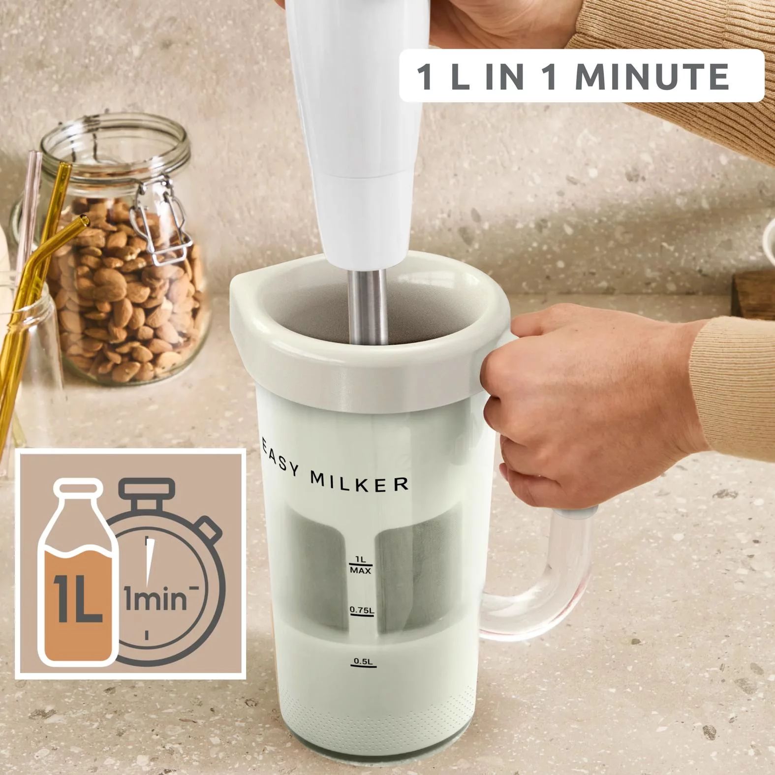 Tefal VZ700A Pflanzenmilchmaschine  Easy Milker - rise / argile