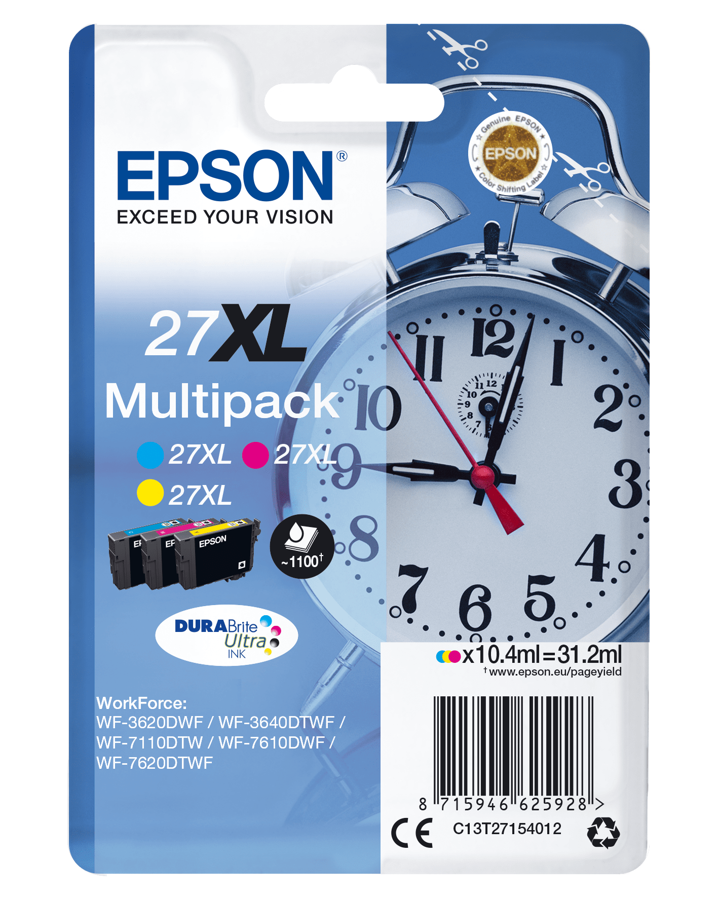 Epson 27 Tinte Wecker Multi, XL, 3 Farben