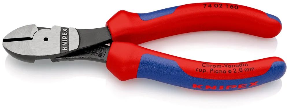 KNIPEX Kraft-Seitenschneider mit Mehrkomponenten-Hüllen schwarz atramentiert 160 mm
