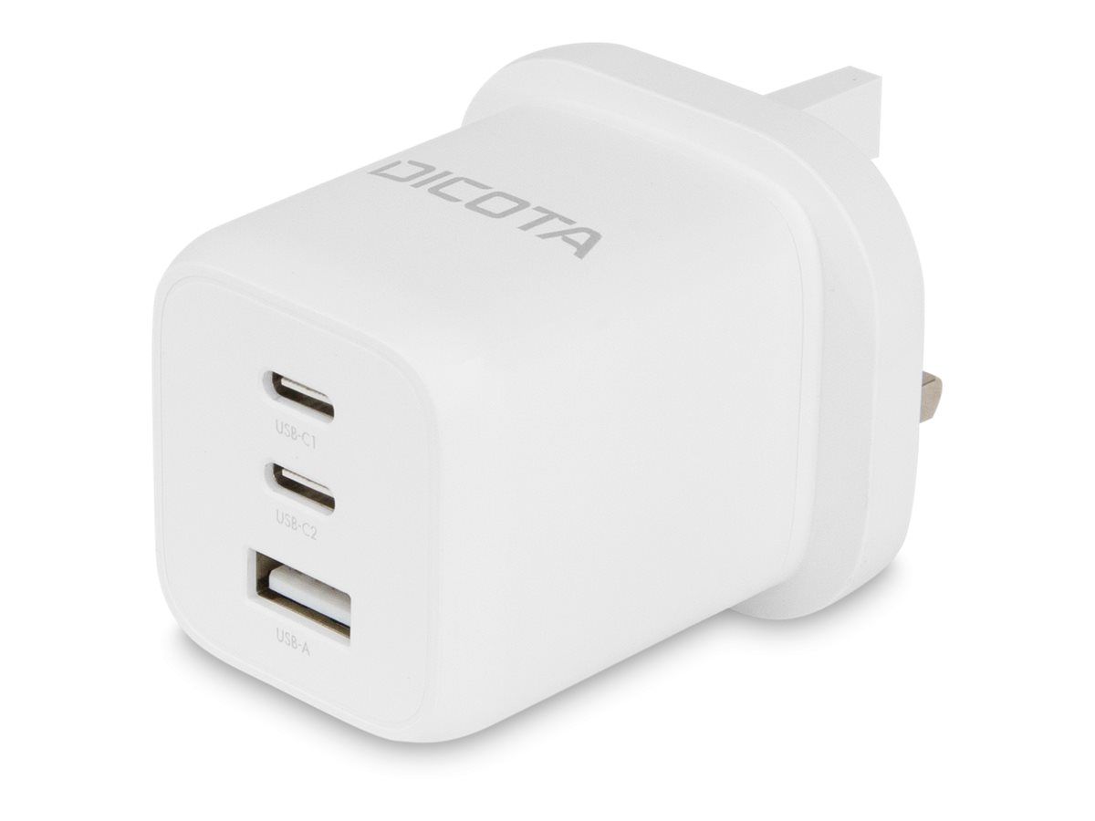 Dicota Netzteil - kompakt, GaN - 65 Watt - 5 A - PD 3.0 - 3 Ausgabeanschlussstellen (2 x USB-C, USB)