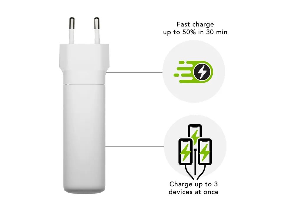 dbramante1928 re-charge - Netzteil - 140 Watt - Power Delivery 3.1 - 3 Ausgabeanschlussstellen (USB-C, USB)
