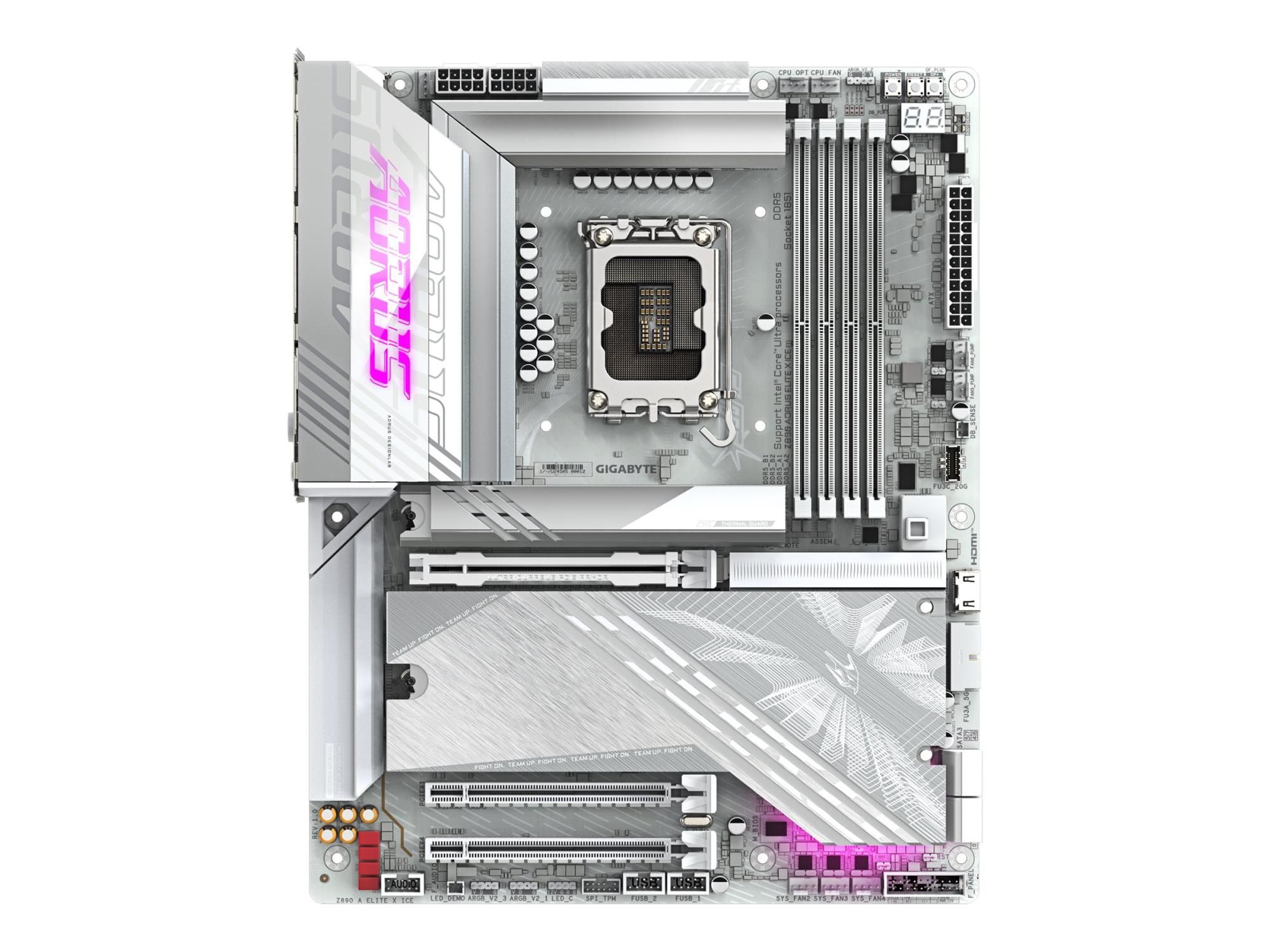 Gigabyte AORUS Z890 ELITE X ICE - Motherboard - ATX - LGA1851-Sockel - Z890 Chipsatz - USB4, USB-C 3.2 Gen 2x2, USB 3.2 Gen 2, USB 3.2 Gen 1 - 2.5 Gigabit LAN, Bluetooth, Wi-Fi 7 - Onboard-Grafik (CPU erforderlich)