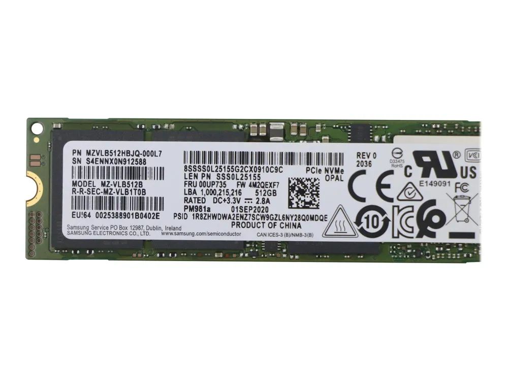 Lenovo Samsung - SSD - verschlüsselt - 512 GB - intern - M.2 2280 - PCIe 3.0 x4 (NVMe)