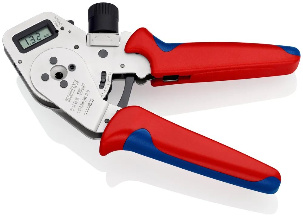 KNIPEX Vierdornpresszange für gedrehte Kontakte mit Mehrkomponenten-Hüllen verchromt 195 mm