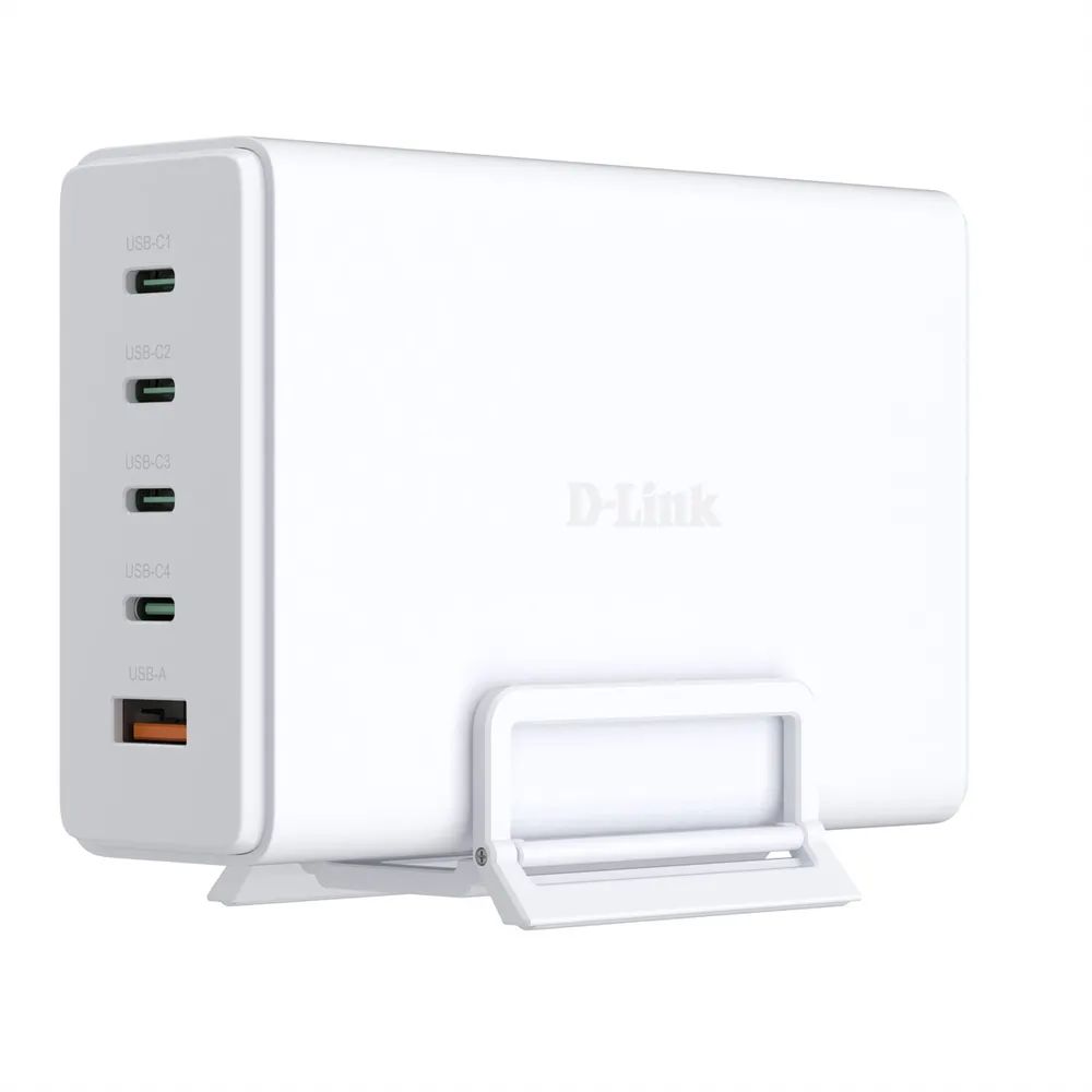 D-Link DCF-241 - Netzteil - GaN + AC-Netzteil - 240 Watt - 5 A - Power Delivery 3.1, QC 4.0 - 5 Ausgabeanschlussstellen (4 x USB-C, USB Typ A)