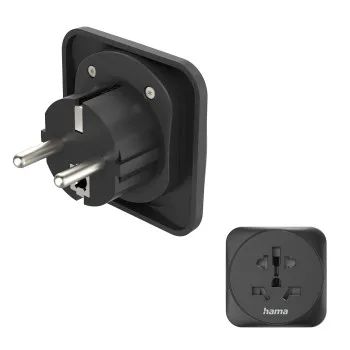 Hama Reiseadapter Typ E und F, 3-polig, universal, Welt nach Europa, Schwarz