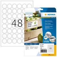 HERMA Etiketten A4 Ø 30 mm rund weiß extrem stark haftend Papier matt 1200 St. - Weiß - Kreis - Permanent - Papier - Matte - Laser/Inkjet
