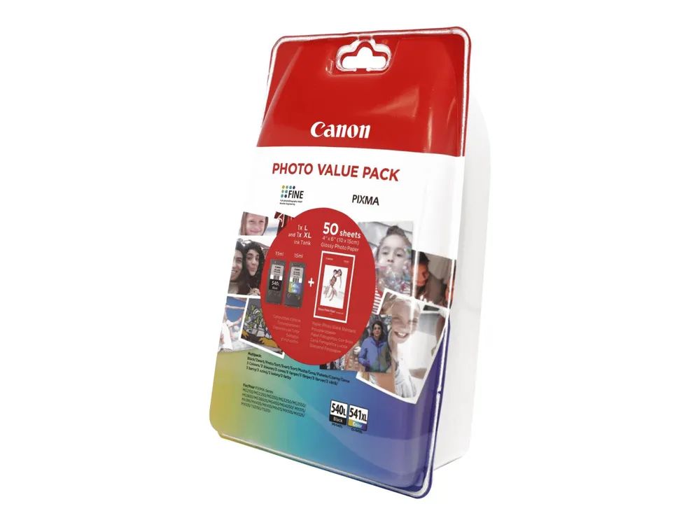 Canon PG-540L/CL-541XL PHOTO VALUE BL 4x6 Phot Paper(GP-501 50sheets)+ L Black XL Colour Cartridges