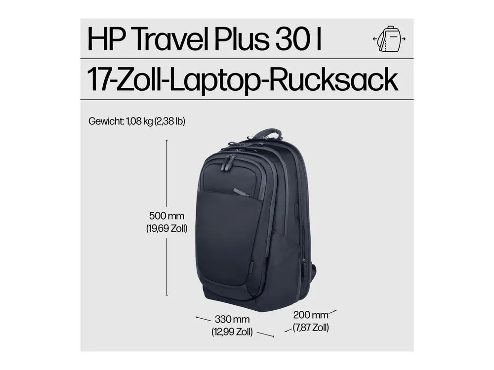 HP Travel Plus - Notebook-Rucksack - 30L - 43.9 cm (17.3")