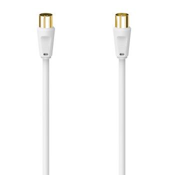 Hama Antennen-Kabel, Koax-Stecker - Koax-Kupplung, vergoldet, 3 m, 100 dB, Weiß