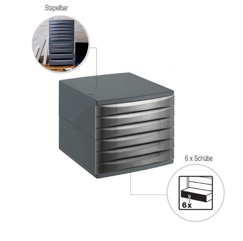 Rotho Bürobox 6 Schübe geschlossen QUADRA