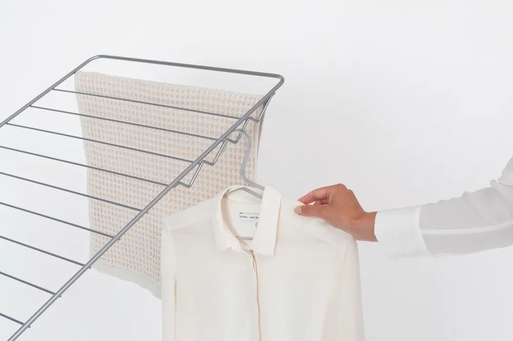 Brabantia HangOn-Wäscheständer, 25 Meter mit Stang - Metallic Grey