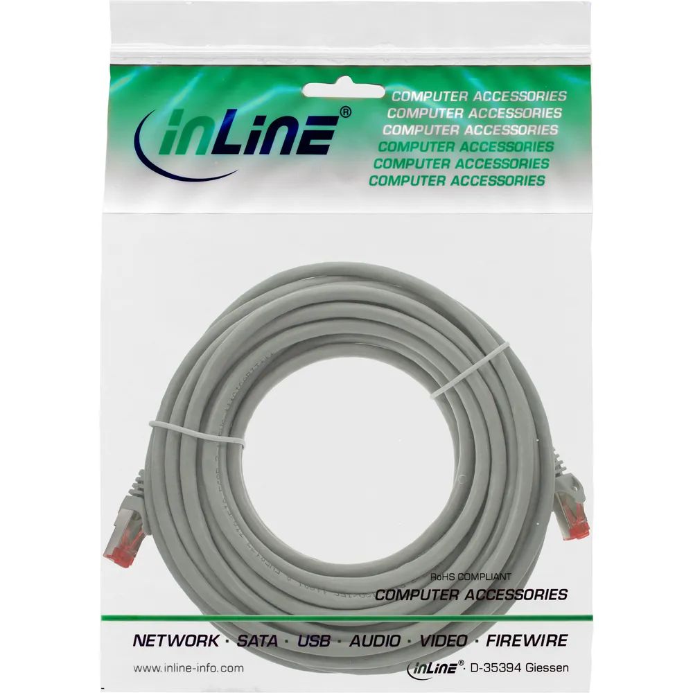 InLine Patchkabel - S/FTP (PiMf) - Cat.6 - 250MHz - PVC - CCA - grau - 10m