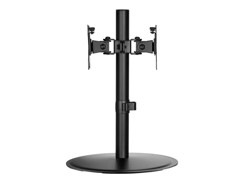 Techly Aufstellung (Stange, 2 Klammern, Basis) - für 2 LCD displays / curved LCD display - Monitorarm - Aluminium, Kunststoff, Stahl - mattschwarz - Bildschirmgröße: 43.2-81.3 cm (17"-32")