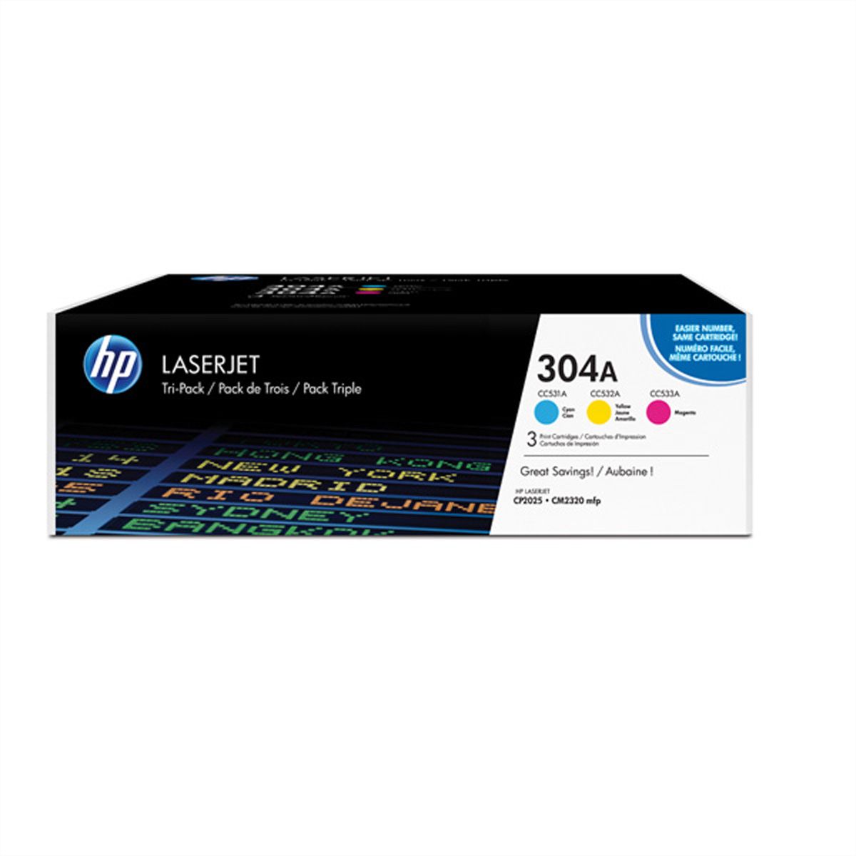 HP 304A - 3er-Pack - Gelb, Cyan, Magenta - original - LaserJet - Tonerpatrone (CF372AM)