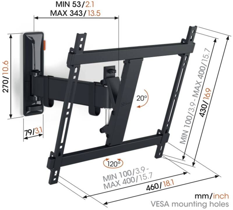 Vogel`s Wandhalterung/Tischfuß TVM 3425