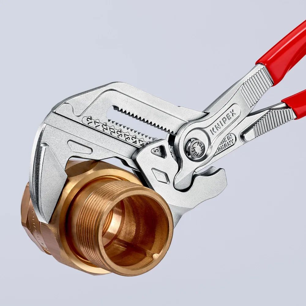 KNIPEX Zangenschlüssel Zange und Schraubenschlüssel in einem Werkzeug mit Kunststoff überzogen verchromt 300 mm