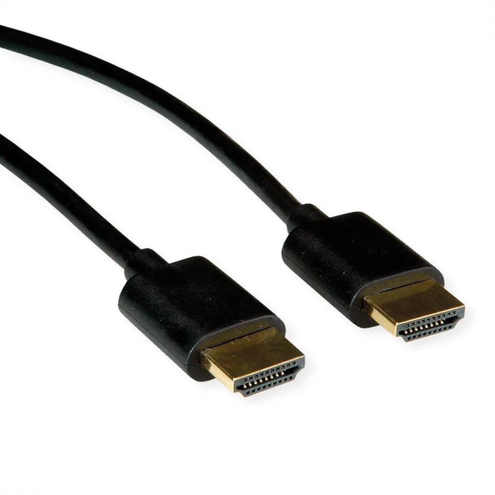 ROLINE HDMI High Speed Kabel mit Ethernet, Slim, ST-ST, schwarz, 5 m